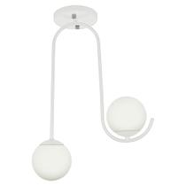 Luminária Lustre Aro Jabuticaba 2 Globos de Vidro Branco Luminária Lustre Aro Jabuticaba 2 Globos de Vidro Branco