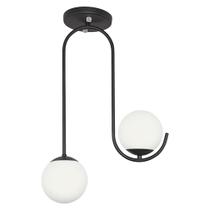 Luminária Lustre Aro Jabuticaba 2 Globos de Vidro Preto Luminária Lustre Aro Jabuticaba 2 Globos de Vidro Preto