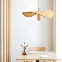 Luminária Lustre Em Bambu Chapéu Artesanal Natural Rustico Palha Restaurante Sala Quarto Cozinha Varanda