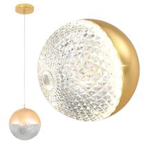Luminária Lustre Globo 12Cm Dourada Led 24W Pendente