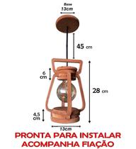 Luminária Lustre Pendente 1 Lampião 2 Peças 110/220 V Luminária Lustre Pendente 1 Lampião 2 Peças 110/220 V