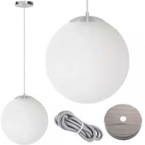 Luminária Lustre Pendente 215Cm Jabuticaba Globo Vidro 15Cm