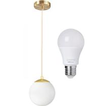 Luminária Lustre Pendente 215Cm Jabuticaba Globo Vidro 15Cm