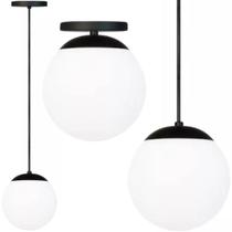 Luminária Lustre Pendente 215cm Jabuticaba Globo Vidro 15cm Metal Teto Gimpo PJ15