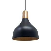 Luminária Lustre Pendente Berlim Premium Preto C/ Cobre Luminária Lustre Pendente Berlim Premium Preto C/ Cobre