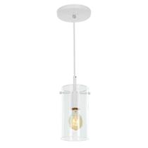 Luminaria Lustre Pendente Cilindrico Cubo de vidro Branco Luminaria Lustre Pendente Cilindrico Cubo de vidro Branco