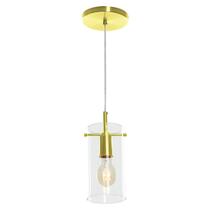 Luminaria Lustre Pendente Cilindrico Cubo de vidro Dourado