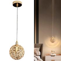 Luminária Lustre Pendente De Teto Em Cristal K9 Legitimo Globinho Moderno Dourado Aramado Diamante Luxo Para 1 Lâmpada Led G9 Iluminação Decorativa