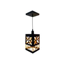 Luminaria Lustre Pendente De Teto Petala Cristais Mdf 3mm 20x12 Preto