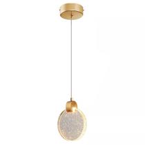 Luminaria Lustre Pendente Disco Lua de Cristal com Bolinhas Led Iluminaçao Decoraçao Moderno Quarto Casa Cozinha Sala de Estar Ambiente Interno
