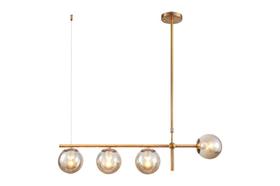 Luminária Lustre Pendente Dourado Vidro Bola Esfera Âmbar Retrô Moderno Cozinha Ilha Sala Quarto Inl86