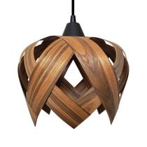 Luminária Lustre Pendente E27 Madeira Teto Sala Cozinha Lúpulo P Cor Pau Ferro