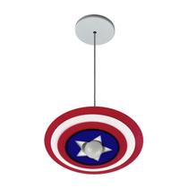 Luminária Lustre Pendente Infantil Capitão América Herói Vingadores Quarto Menino Teto Bivolt E27 Menina Para LED