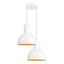 Luminária Lustre Pendente Joana Dupla Preto Fosco/Cobre Luminária Lustre Pendente Joana Dupla Preto Fosco/Cobre