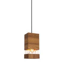 Luminária Lustre Pendente Madeira Cristal