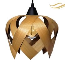 Luminária Lustre Pendente Madeira Natural Teto Sala Quarto Cozinha Lúpulo P Luminária Lustre Pendente Madeira Natural Teto Sala Quarto Cozinha Lúpulo P