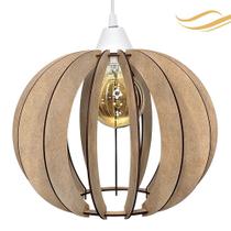 Luminária Lustre Pendente Madeira Sala Jantar Cozinha Balcão 15H Crú/Fio Branco Luminária Lustre Pendente Madeira Sala Jantar Cozinha Balcão 15H Crú/Fio Branco