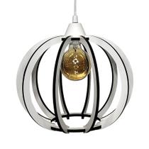 Luminária Lustre Pendente Madeira Teto Sala Quarto Cozinha Balcão NY Dia Branco Luminária Lustre Pendente Madeira Teto Sala Quarto Cozinha Balcão NY Dia Branco