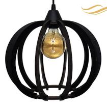 Luminária Lustre Pendente Madeira Teto Sala Quarto Cozinha Balcão NY Dia Preto Luminária Lustre Pendente Madeira Teto Sala Quarto Cozinha Balcão NY Dia Preto