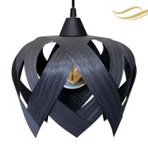 Luminária Lustre Pendente Madeira Teto Sala Quarto Cozinha Lúpulo P Preto Luminária Lustre Pendente Madeira Teto Sala Quarto Cozinha Lúpulo P Preto