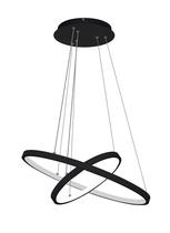 Luminaria Lustre Pendente Ring Preto Led Bivolt 60cm 3000k