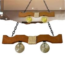 Luminária Lustre Pendente Rústica Canga de Boi com corda de Sisal 2 Bocal E-27 110/220v Luminária Lustre Pendente Rústica Canga de Boi com corda de Sisal 2 Bocal E-27 110/220v