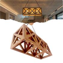 Luminária Lustre Pendente Rústica Retângulo em X 3 Bocal E-27 110/220V