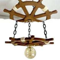 Luminária Lustre Pendente Rústica Timão Náutico de 40cm Teto 1 Bocal E-27 com Corda Sisal 110/220V Luminária Lustre Pendente Rústica Timão Náutico de 40cm Teto 1 Bocal E-27 com Corda Sisal 110/220V