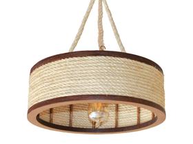 Luminária Lustre Pendente Rústico Madeira Corda Sisal 30cm - ELIZ E ELIZ