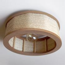 Luminária Lustre Pendente Rústico Retro Madeira Sisal 35cm Luminária Lustre Pendente Rústico Retro Madeira Sisal 35cm
