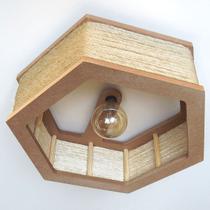 Luminária Lustre Pendente Rústico Retro Madeira Sisal 45cm Luminária Lustre Pendente Rústico Retro Madeira Sisal 45cm