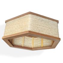 Luminária Lustre Pendente Rústico Retro Madeira Sisal 45Cm Luminária Lustre Pendente Rústico Retro Madeira Sisal 45Cm