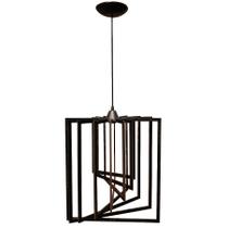 Luminária Lustre Pendente Sala Cozinha Mesa Janta Moderno Retângulo Grande Preto