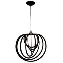 Luminária Lustre Pendente Sala Cozinha Mesa Jantar Moderno Circular Grande Preto