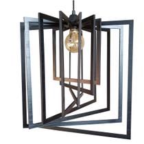Luminária Lustre Pendente Sala Cozinha Mesa Jantar Moderno Quadrado Grande Preto