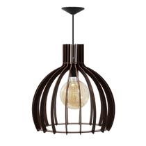 Luminária Lustre Pendente Vazado Aletado Madeira Soq E27 35x36cm Luminária Lustre Pendente Vazado Aletado Madeira Soq E27 35x36cm