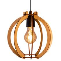 Luminária Lustre Pendente Vazado Aletado MDF Madeira Rústico Luminária Lustre Pendente Vazado Aletado MDF Madeira Rústico