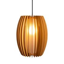 Luminária Lustre Pendente Vazado Aletado MDF Madeira Rustico