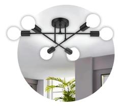 Luminaria lustre teto pendente sala preta 6 soquetes Luminaria lustre teto pendente sala preta 6 soquetes