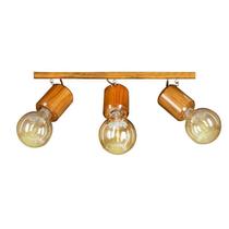 Luminária Lustre Trilho Régua Em Madeira 40Cm 3 Lâmpadas
