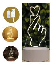 Luminária Luxo Lousa De Mesa Abajur 3D Desenho Mão Coração Iluminação Carrega USB KL1545 Luminária Luxo Lousa De Mesa Abajur 3D Desenho Mão Coração Iluminação Carrega USB KL1545