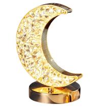 Luminária Luxuosa Meia Lua Abajur Touch Cristal 3D Carrega USB, 3 Intensidades De Cores TB082103 Luminária Luxuosa Meia Lua Abajur Touch Cristal 3D Carrega USB, 3 Intensidades De Cores TB082103