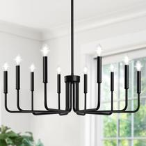 Luminária Lynnoland Black Farmhouse Chandelier de 10 luzes