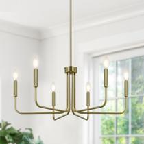 Luminária Lynnoland Brass 6-Light Farmhouse Chandelier
