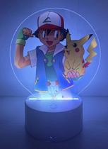 Luminária mesa abajour Led RGB Anime Pikachu e Ash Cor:sortida
