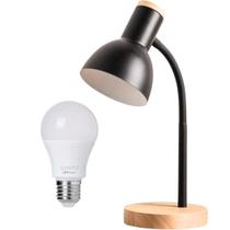 Luminária Mesa Abajur 45cm Articulada Flexível Silicone KJTD-688 + 1 Lâmpada 12 Watts LED Bivolt