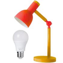 Luminária Mesa Abajur 45Cm Articulada Retrô Madeira Gimpo