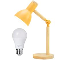 Luminária Mesa Abajur 45Cm Articulada Retrô Madeira Gimpo Luminária Mesa Abajur 45Cm Articulada Retrô Madeira Gimpo