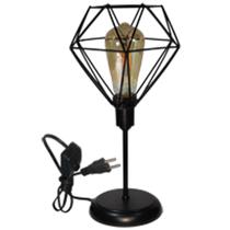 Luminária Mesa Abajur Clássico Aramado Diamante Preto P/LED