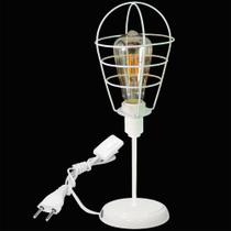 Luminária Mesa Abajur Clássico Aramado Lamp Branco P/LED